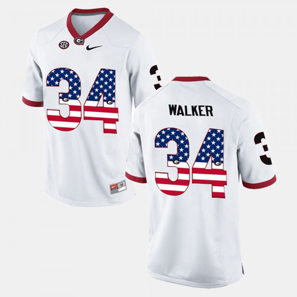 Men's #34 Herschel Walker Georgia Bulldogs US Flag Fashion For Jersey - White